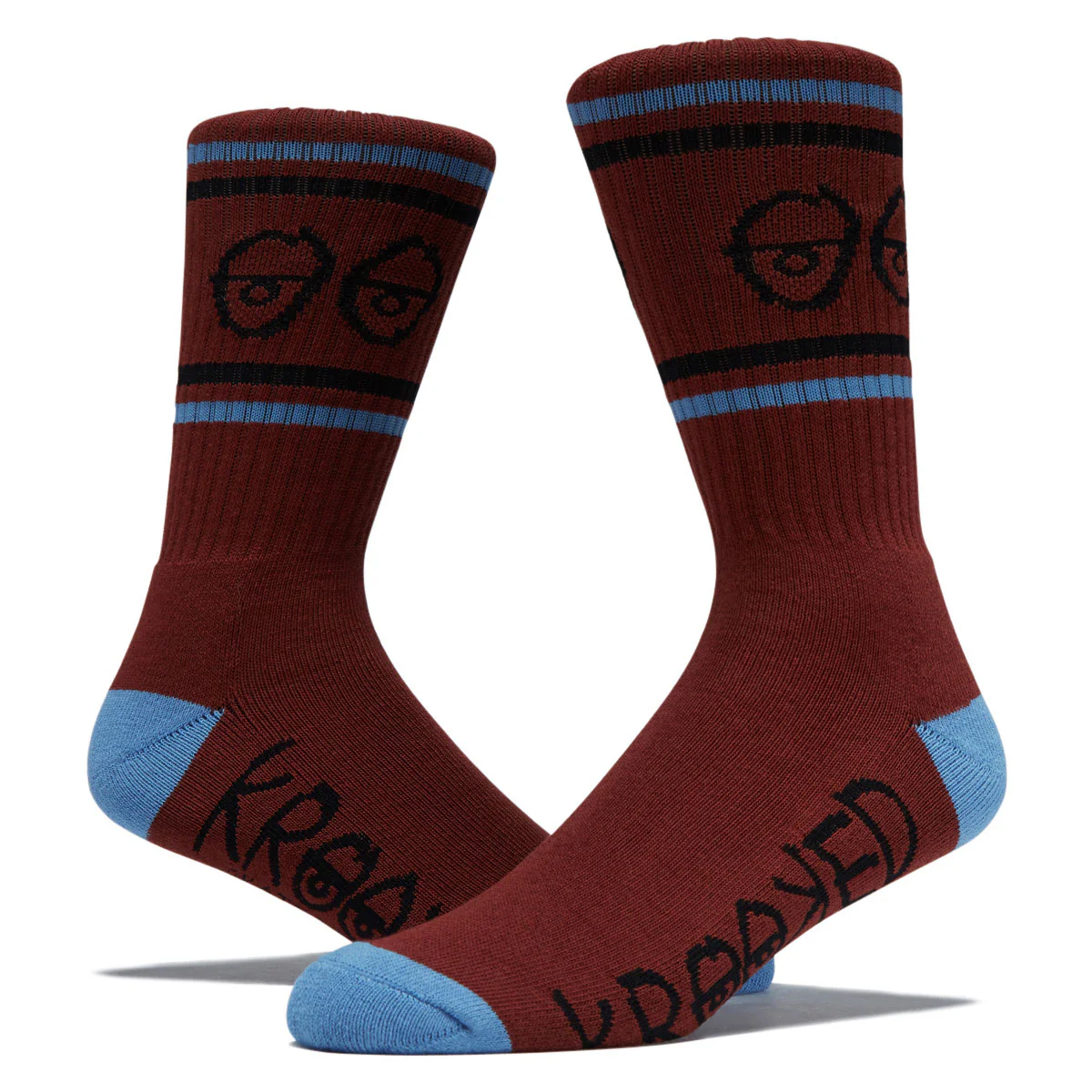 Krooked Eyes Socks - Dark Red/Blue/Black - Image 2