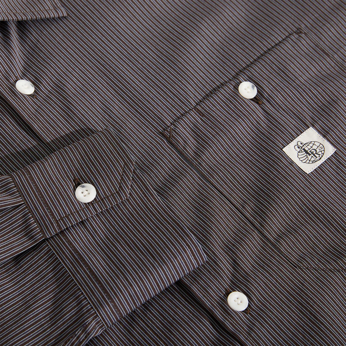 Last Resort AB SM001 Poplin Long Sleeve Shirt - Navy Stripe - Image 2