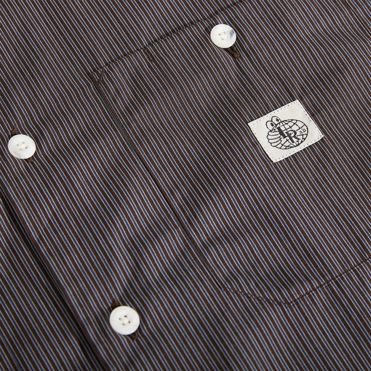 Last Resort AB SM001 Poplin Long Sleeve Shirt - Navy Stripe - Image 3