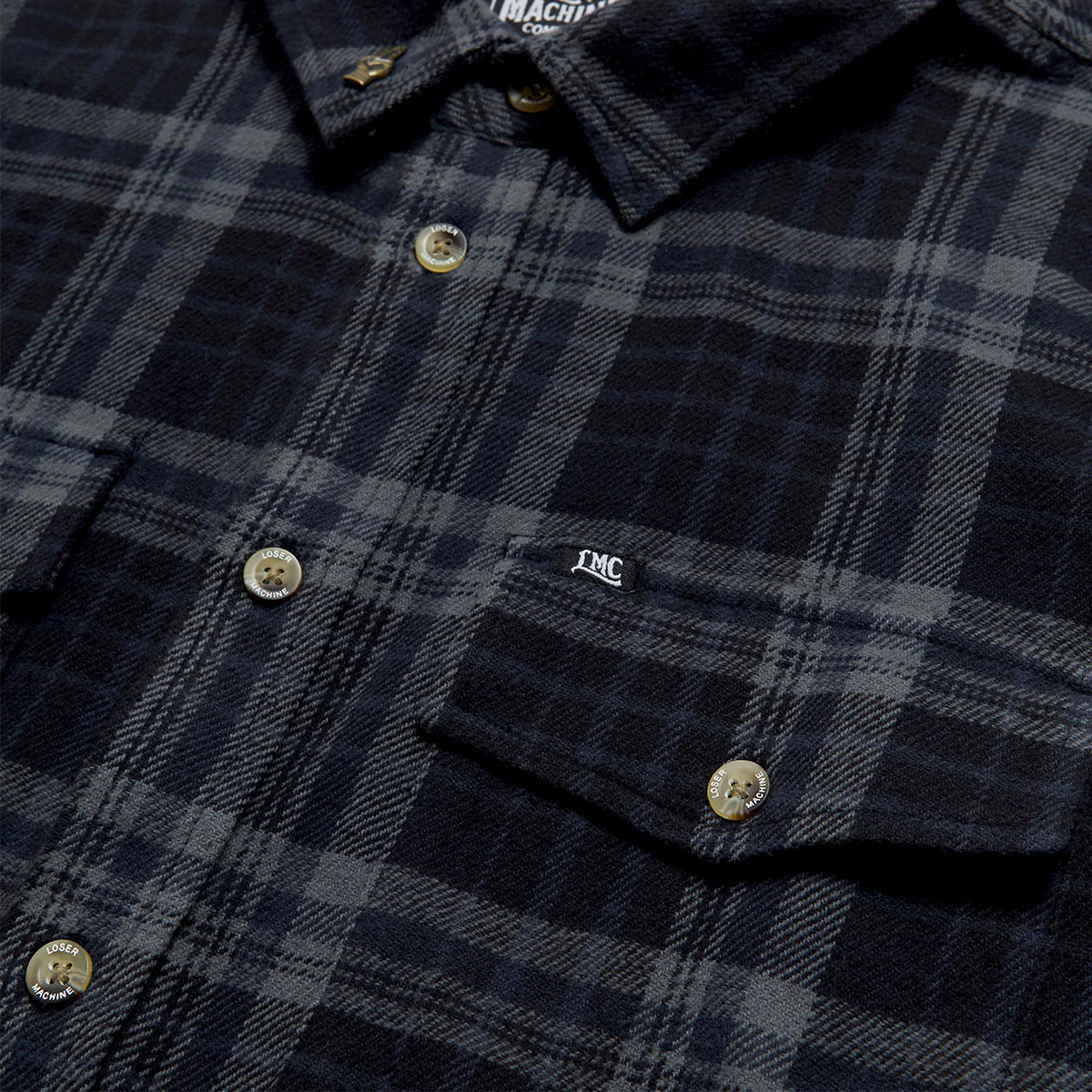 Loser Machine Step Up Flannel Shirt - Black/Navy - Image 3