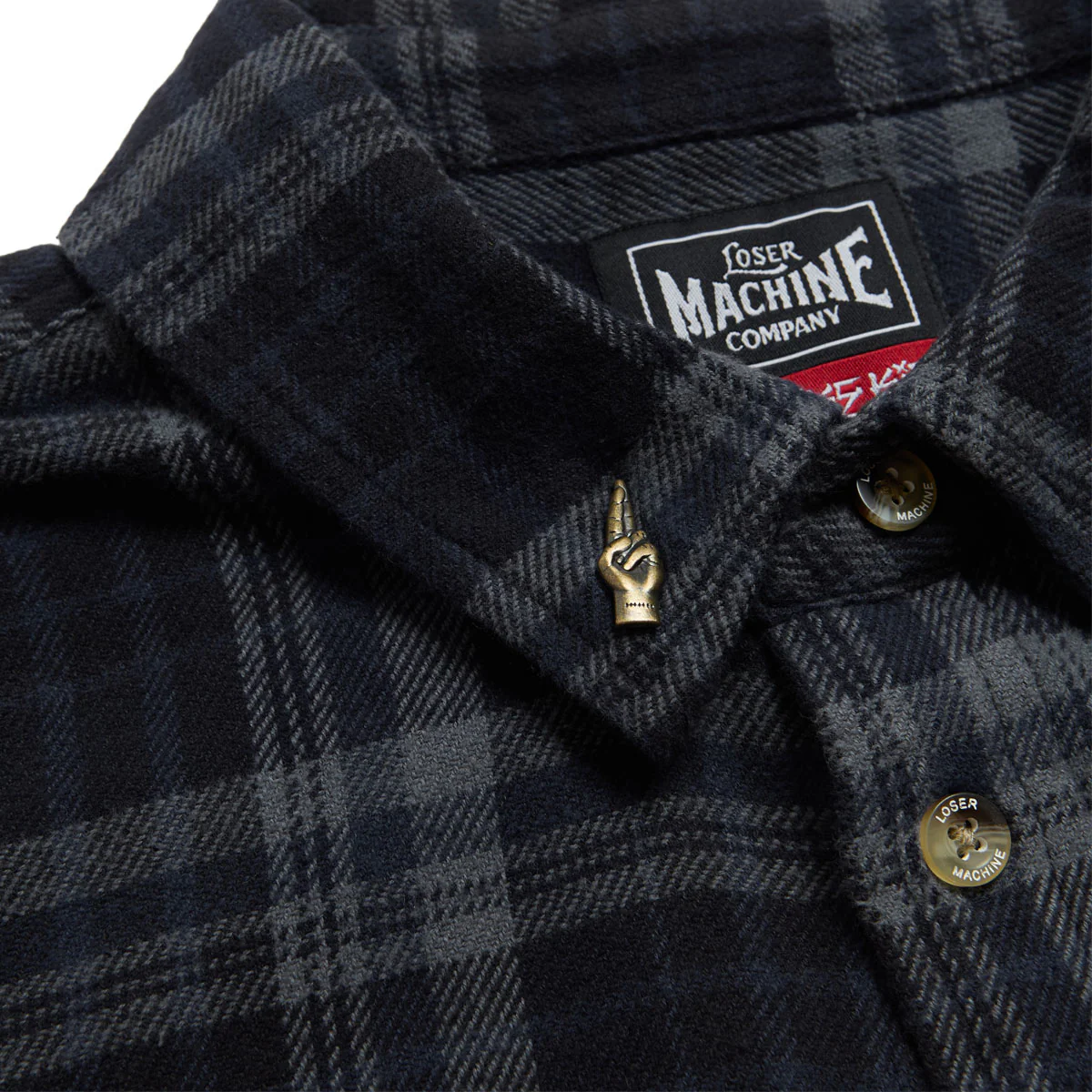 Loser Machine Step Up Flannel Shirt - Black/Navy - Image 4