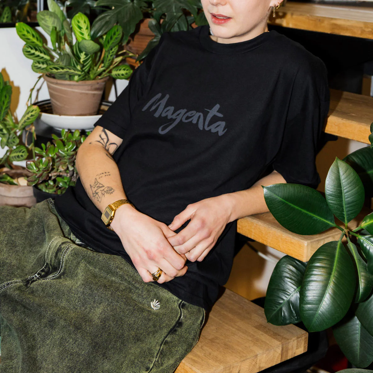 Magenta Script T-Shirt - Black - Image 3