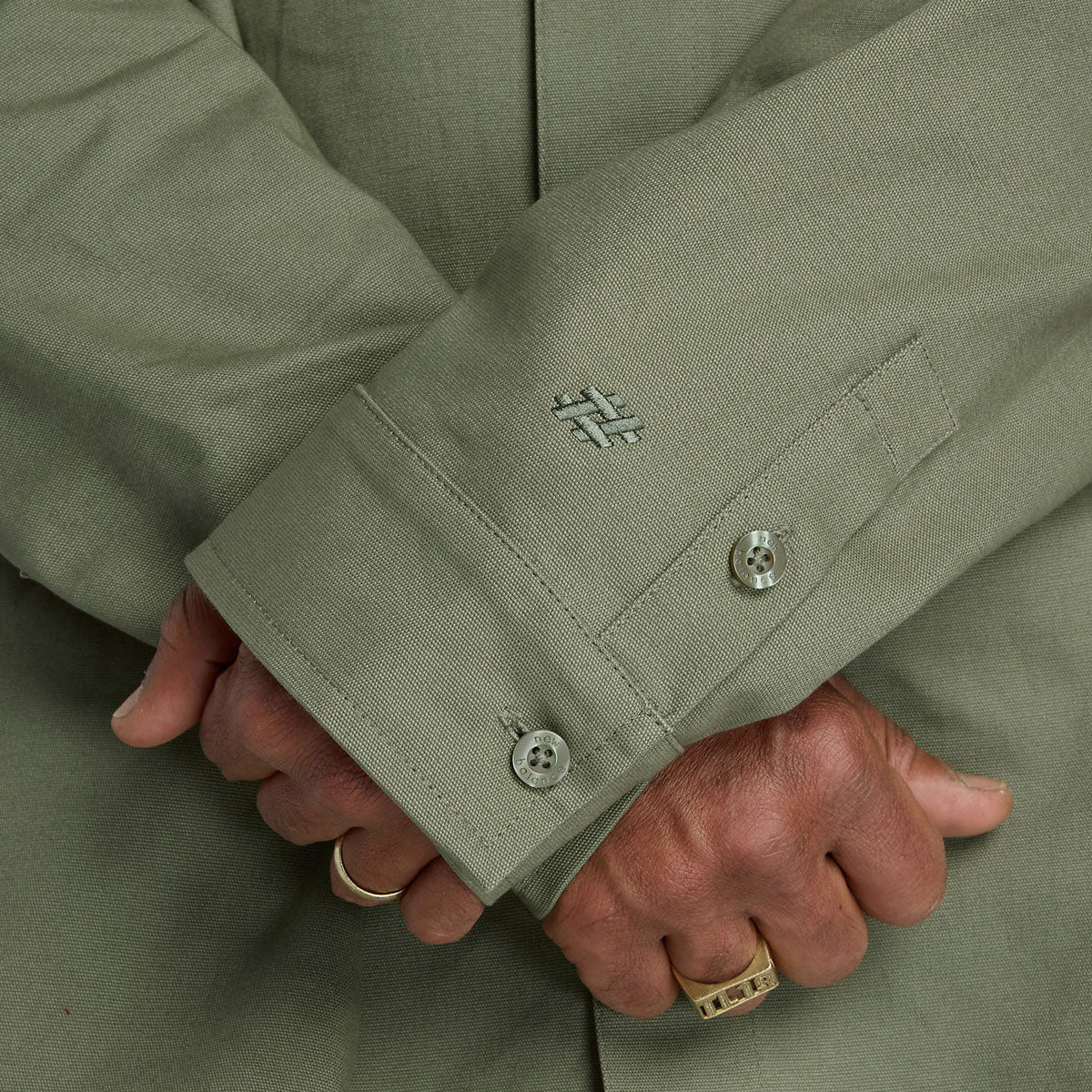 New Balance Numeric Button Up Long Sleeve Shirt - Dark Olive - Image 4