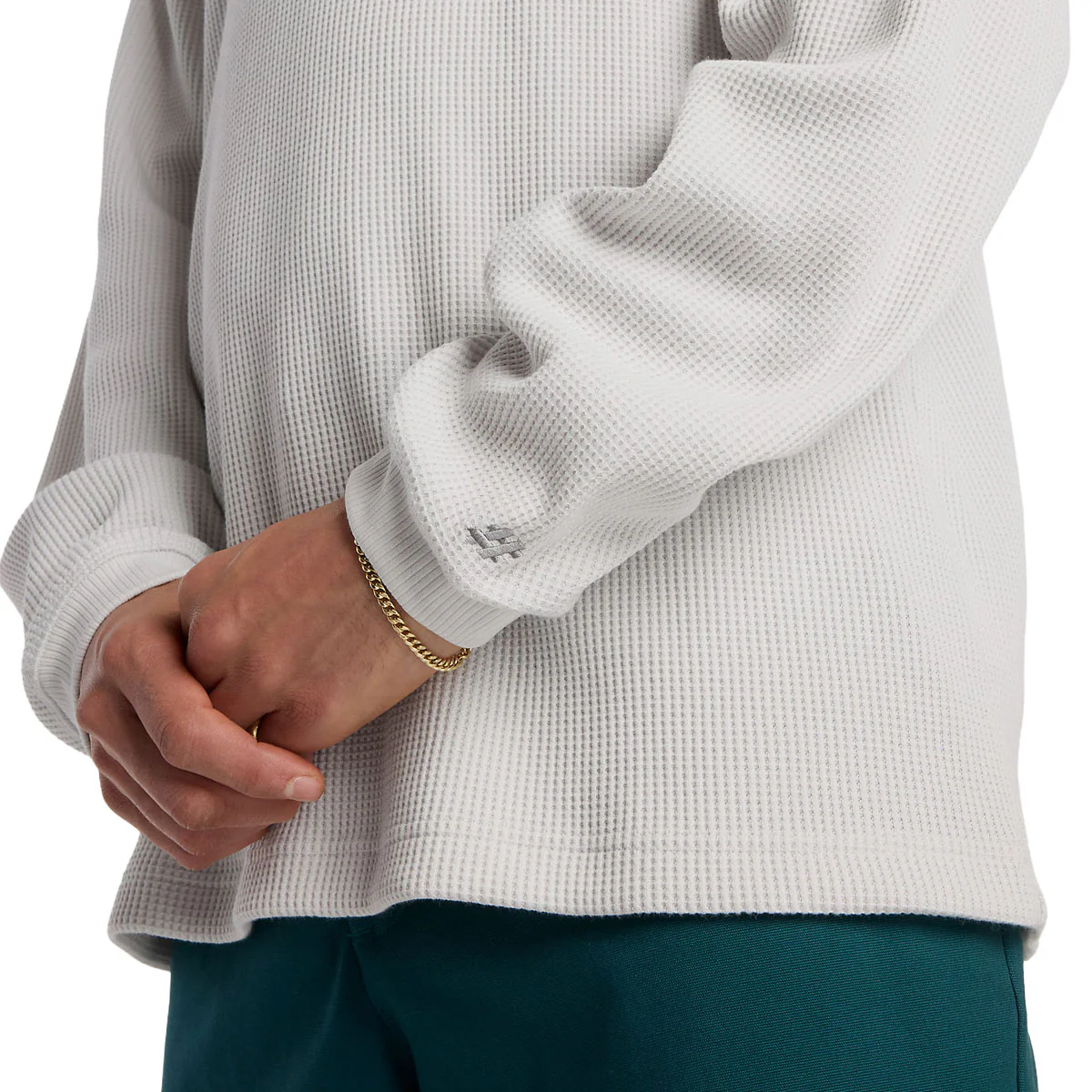 New Balance Numeric Waffle Knit Long Sleeve Henley Shirt - Grey Matter - Image 5