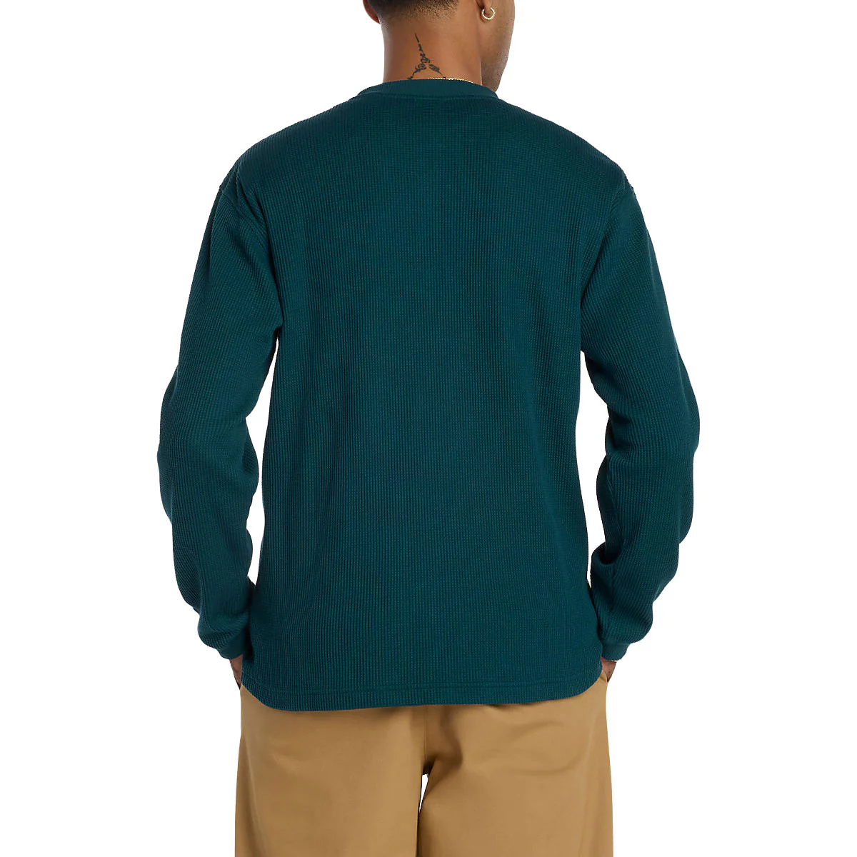 New Balance Numeric Waffle Knit Long Sleeve Henley Shirt - Medusa Green - Image 2
