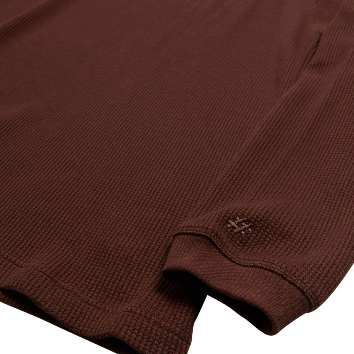 New Balance Numeric Waffle Knit Long Sleeve Henley Shirt - Rich Oak - Image 3