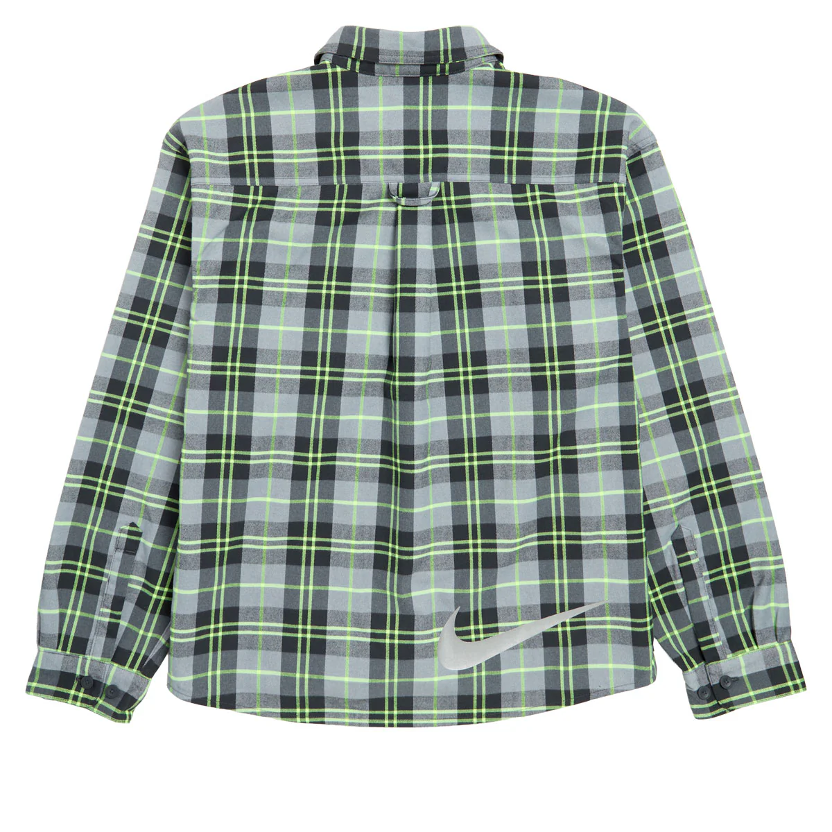 Nike SB Koston Long Sleeve Flannel Shirt - Dark Smoke Grey/Volt - Image 2