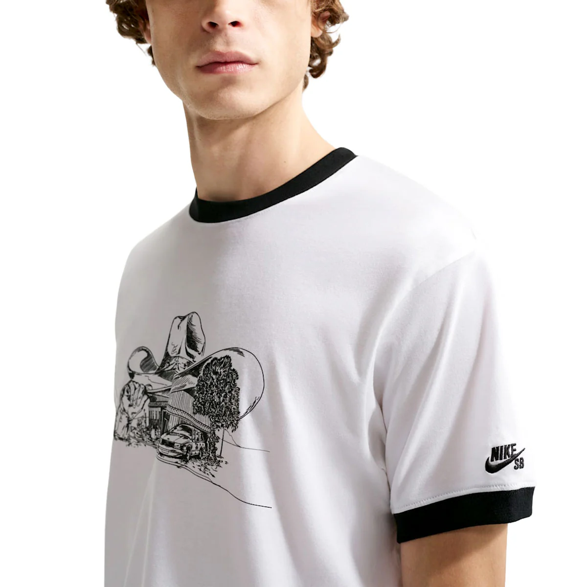 Nike SB Roadside Ringer T-Shirt - White/Black - Image 3