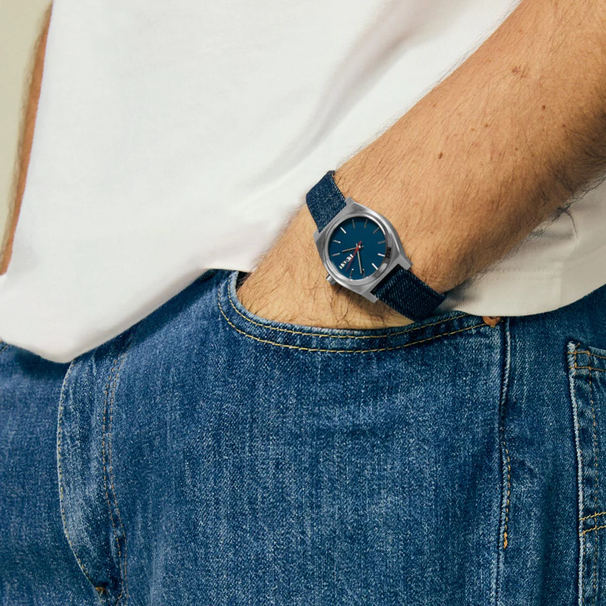 Nixon Medium Time Teller Denim Watch - Silver/Indigo/Denim - Image 5