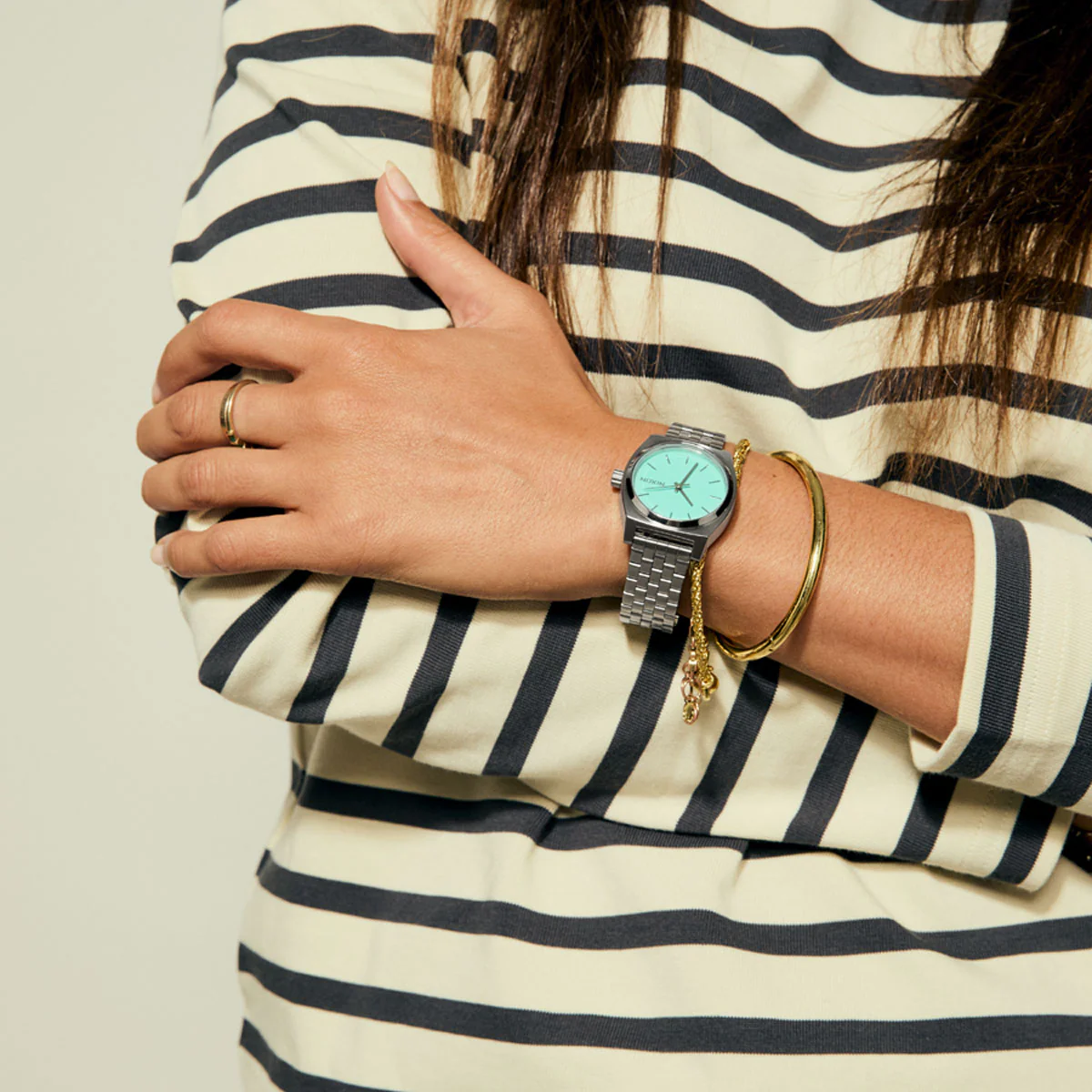 Nixon Medium Time Teller Watch - Silver/Turquoise - Image 6