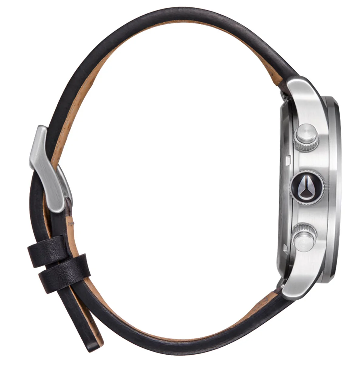 Nixon Sentry Chrono Leather Watch - Chrome/Cloud Sunray/Black - Image 2