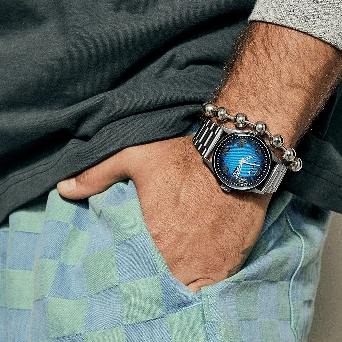 Nixon Sentry Stainless Steel Watch - Fisheye/Silver/Polar Blue - Image 5