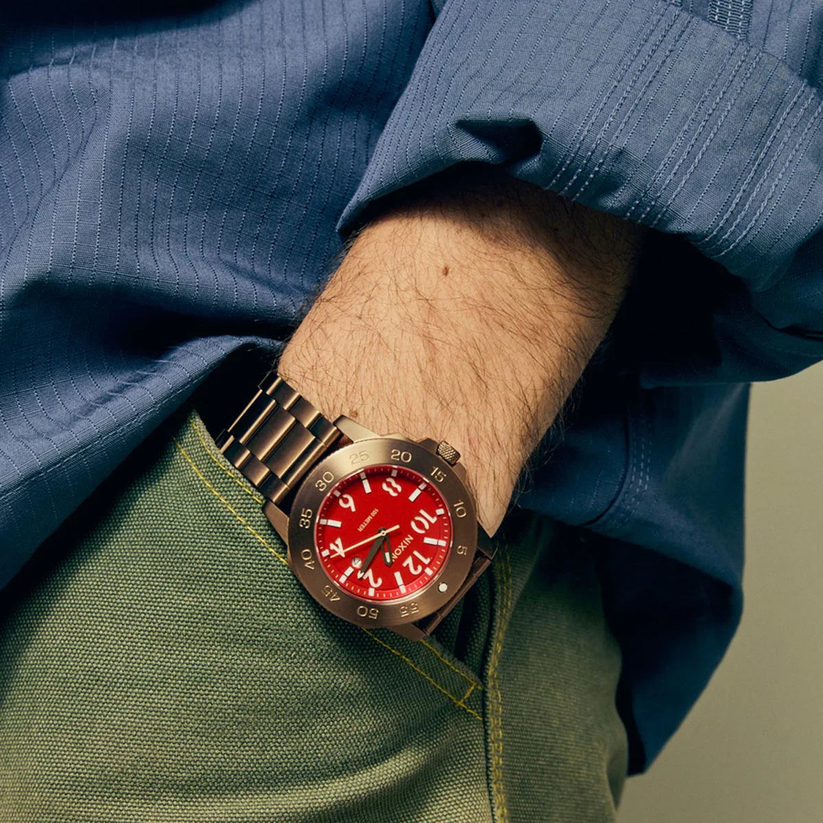 Nixon Smyth 44 Watch - Khaki/Red - Image 5