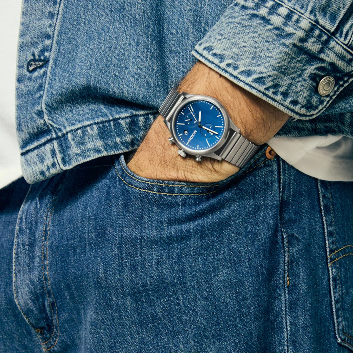 Nixon Station Chrono Watch - Silver/Indigo - Image 5