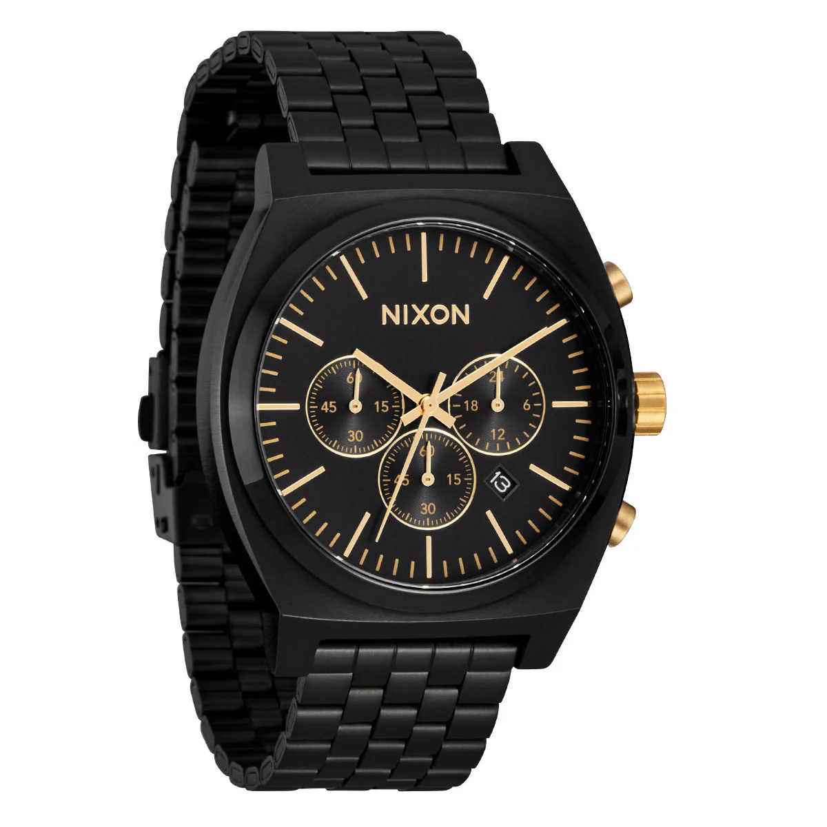 Nixon Time Teller Chrono Watch - Black/Black/Gold - Image 3