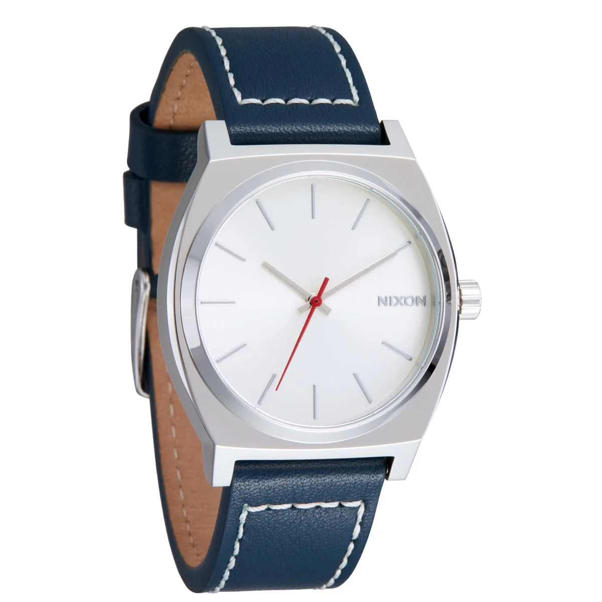 Nixon Time Teller Leather Watch - Silver/Cloud/Indigo - Image 2