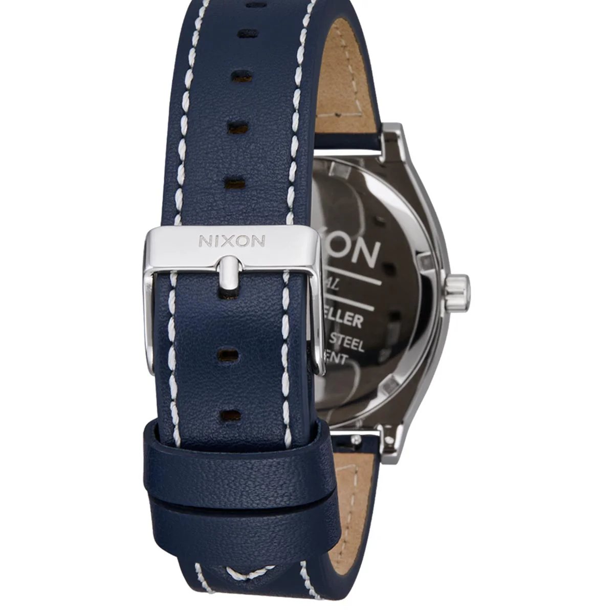 Nixon Time Teller Leather Watch - Silver/Cloud/Indigo - Image 4