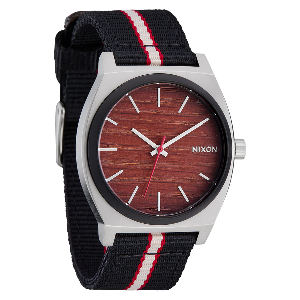 Nixon Time Teller Nylon Watch - Silver/Rosewood/Black Stripe - Image 2