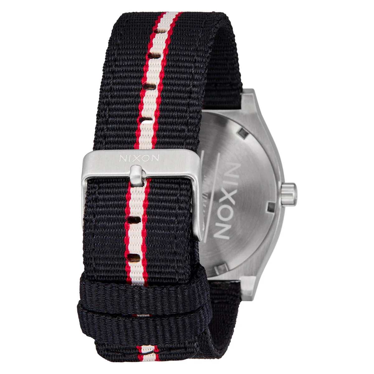 Nixon Time Teller Nylon Watch - Silver/Rosewood/Black Stripe - Image 4