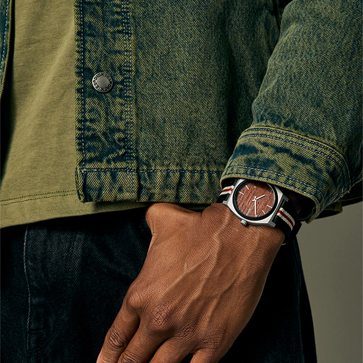 Nixon Time Teller Nylon Watch - Silver/Rosewood/Black Stripe - Image 6