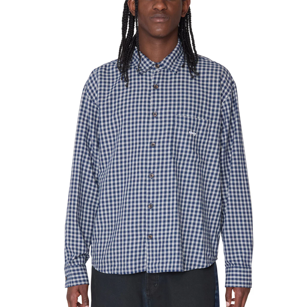 Obey Bigwig Andy Long Sleeve Shirt - Academy Navy Multi - Image 4