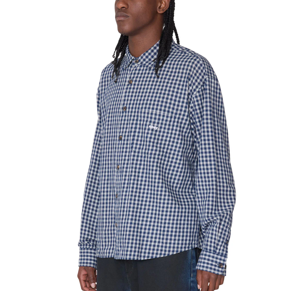 Obey Bigwig Andy Long Sleeve Shirt - Academy Navy Multi - Image 5