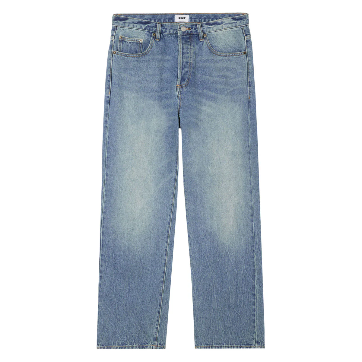 Obey Boxcar Straight Leg Denim Jeans - Heavy Vintage Indigo
