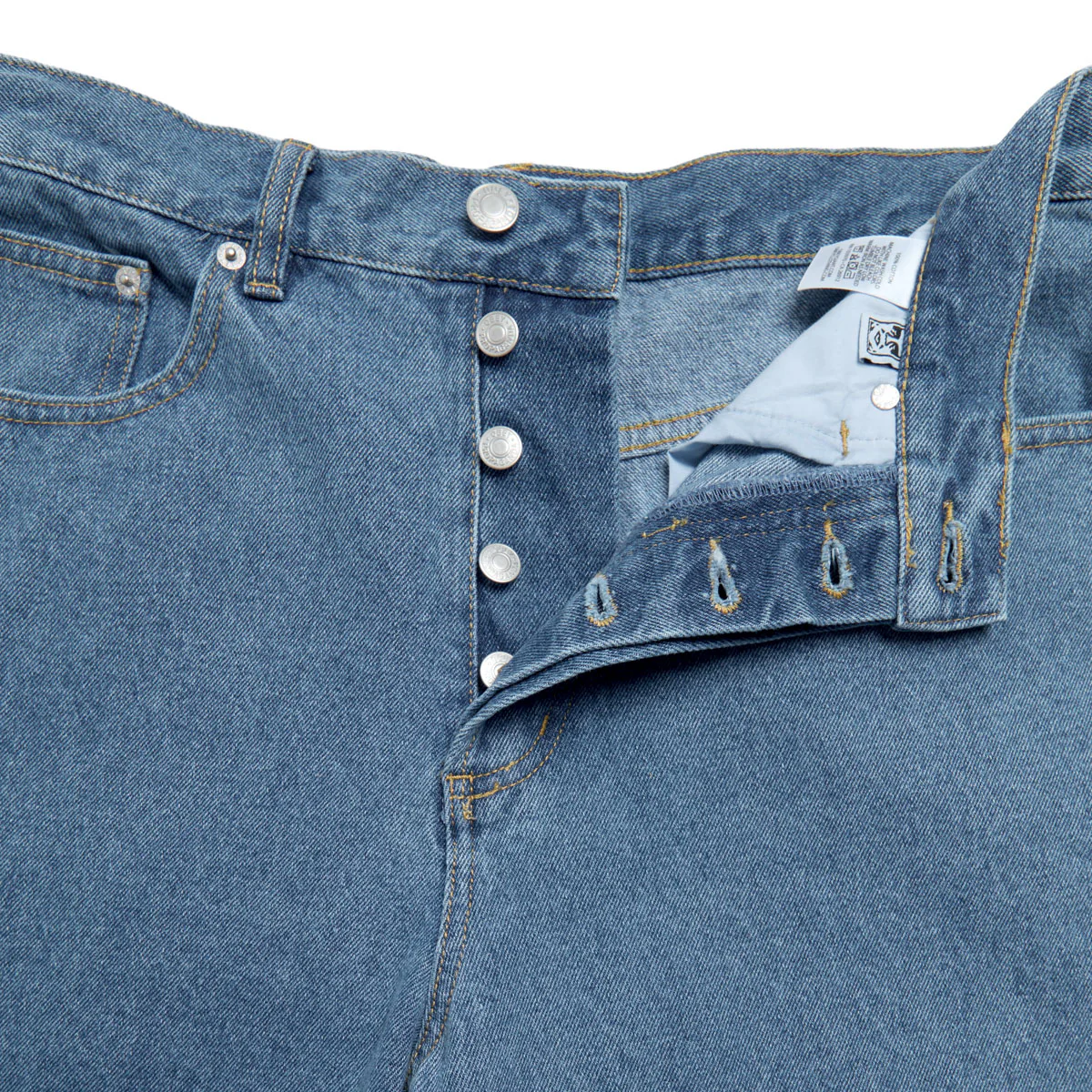 Obey Classic Baggy Denim Jeans - Medium Stonewash Light Indigo - Image 3