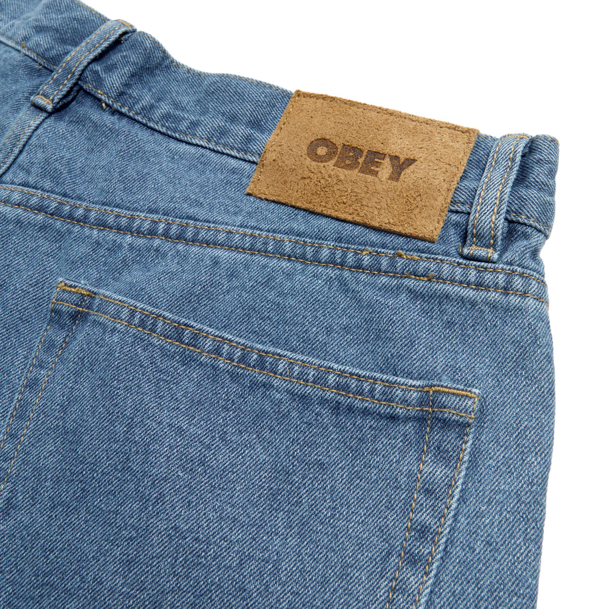 Obey Classic Baggy Denim Jeans - Medium Stonewash Light Indigo - Image 5