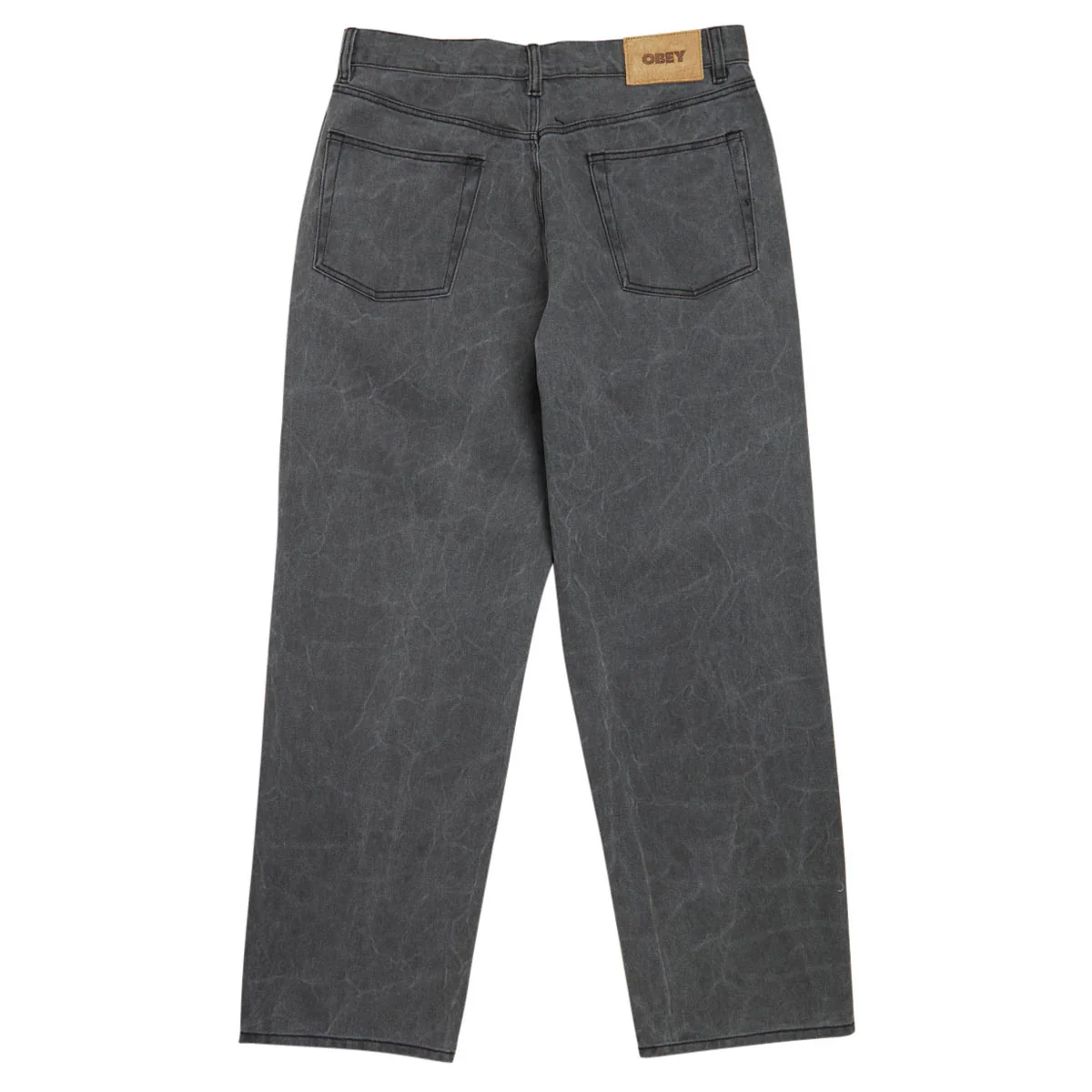Obey Classic Wrinkle Baggy Denim Jeans - Black Wrinkle Wash - Image 2