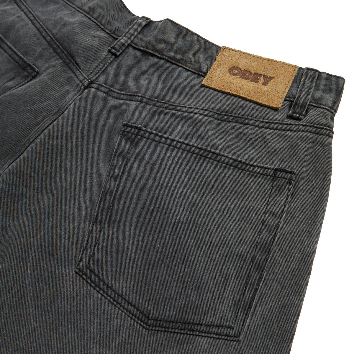 Obey Classic Wrinkle Baggy Denim Jeans - Black Wrinkle Wash - Image 5