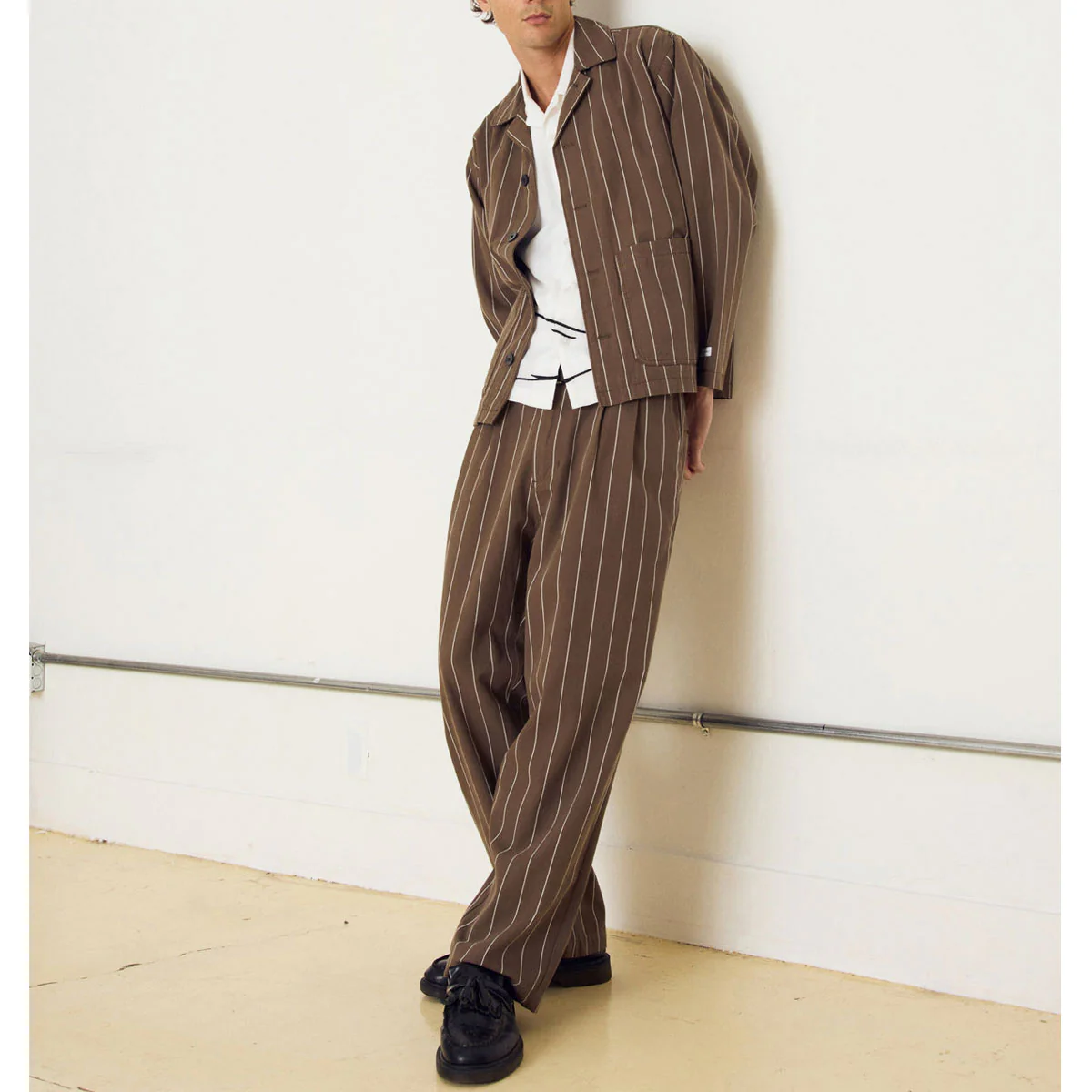 Obey Foster Pleated Stripe Pants - Canteen Multi - Image 3