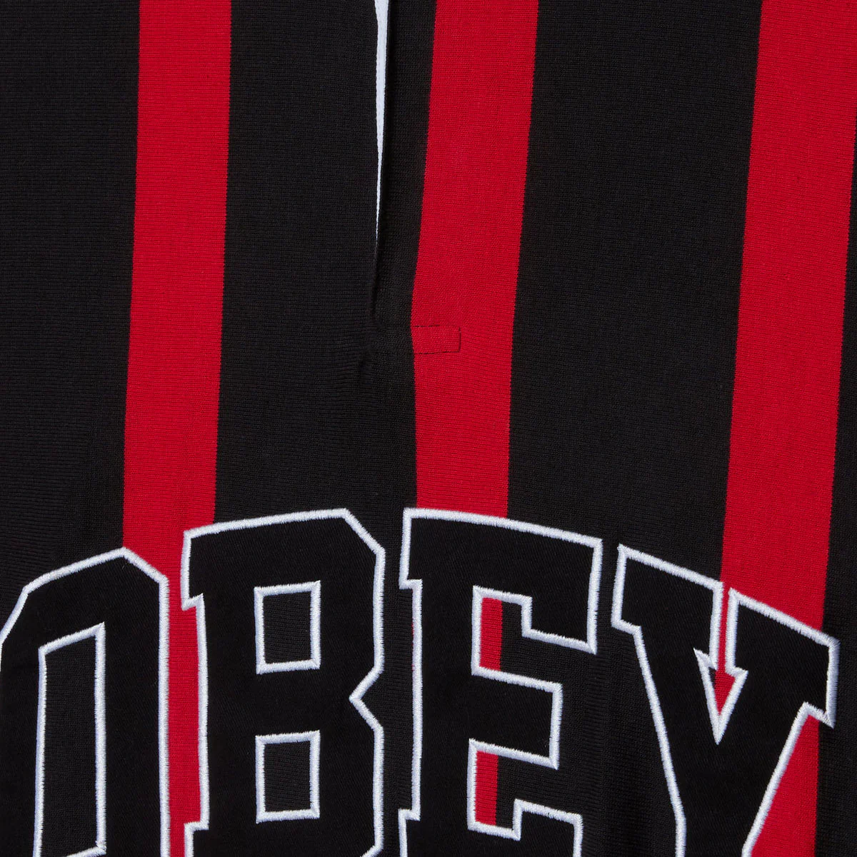 Obey Landon Stripe Long Sleeve Polo Shirt - Black Multi - Image 3