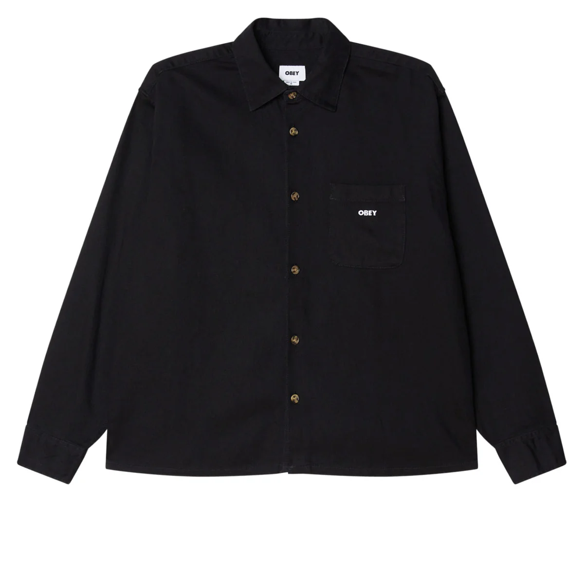Obey Pablo Denim Long Sleeve Shirt - Black Faded Wash