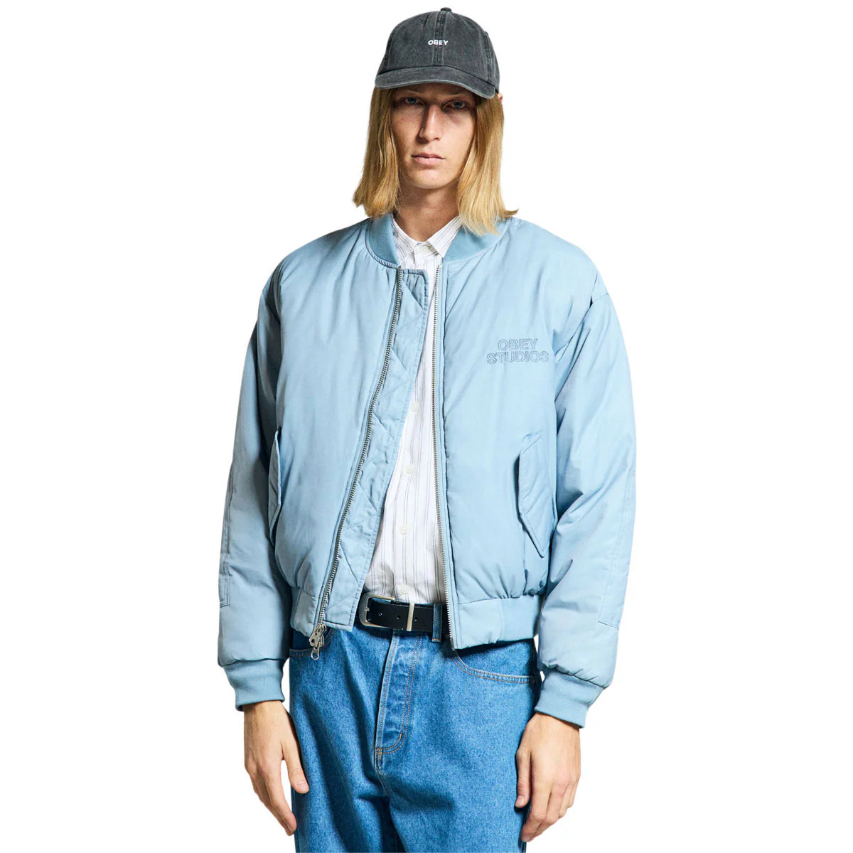 Obey Star Flight Bomber Jacket - Blue Grey - Image 5