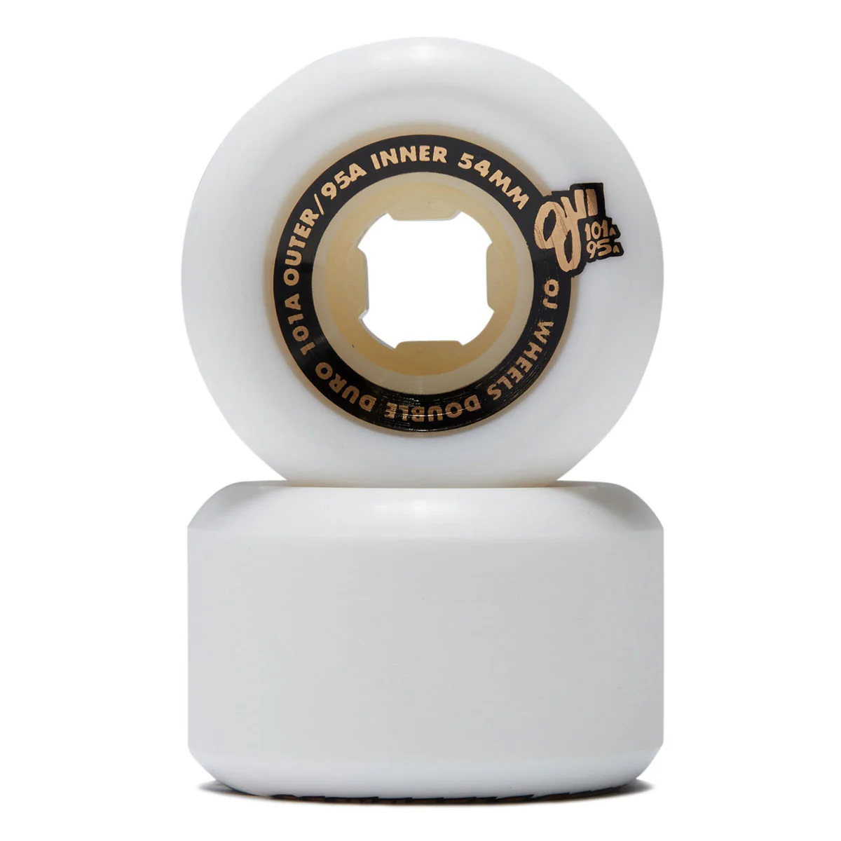 OJ Double Duro Hardline 101a/95a Skateboard Wheels - White - 54mm - Image 2