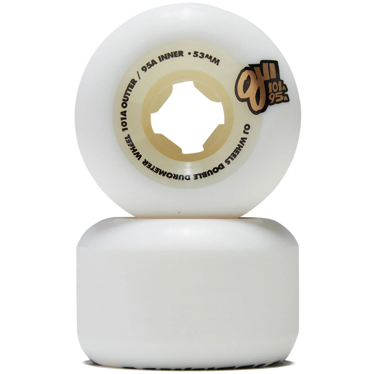 OJ Double Duro Mini Combo 101a/95a Skateboard Wheels - White/White - 53mm - Image 2