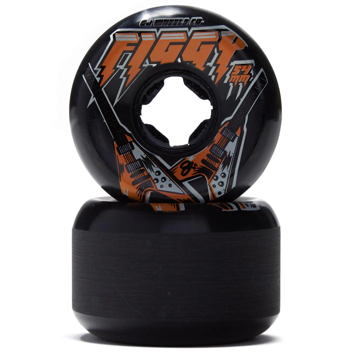 OJ Figgy Flying V Mini Combos 99a Skateboard Wheels - Black/White Swirl - 54mm - Image 3