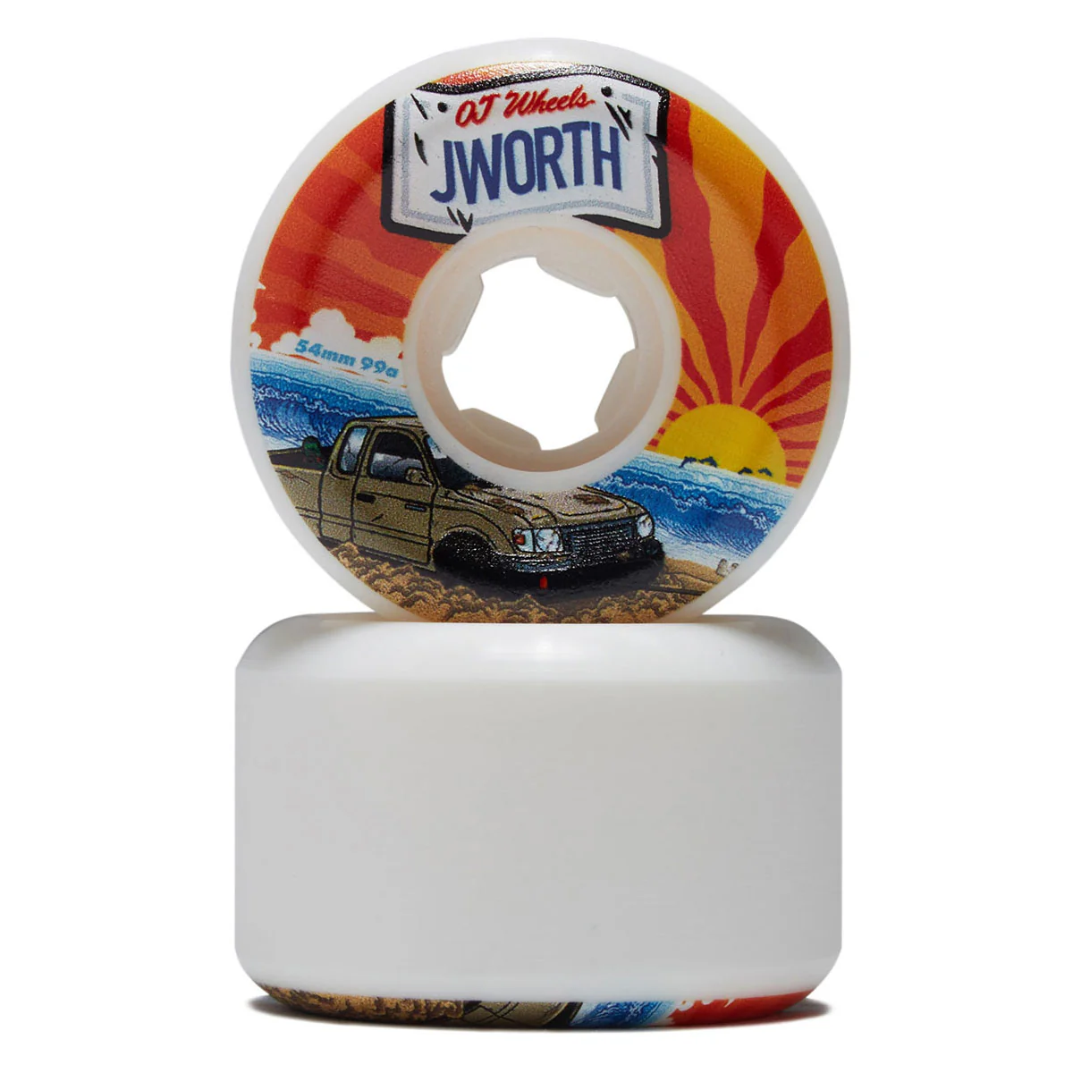 OJ John Worthington Elite Hardline 99a Skateboard Wheels - White 2025 - 54mm - Image 2