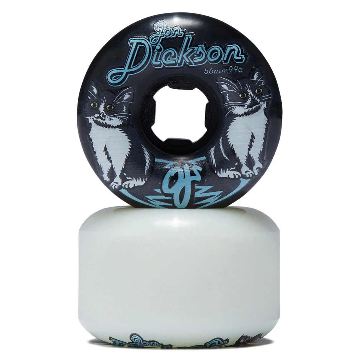 OJ Jon Dickson Cat Chubbies 99a Skateboard Wheels - White/Black - 56mm - Image 2