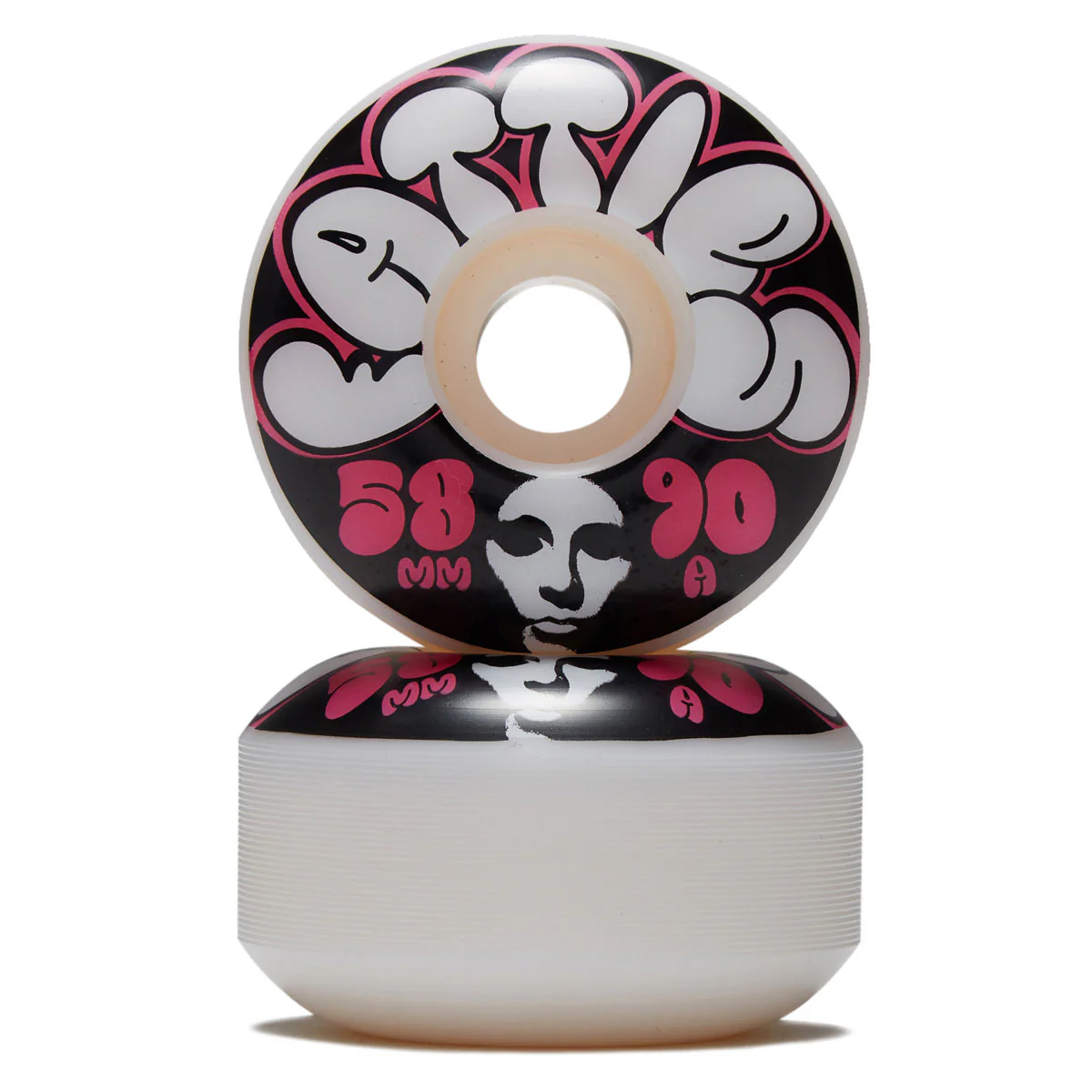 Opera Fatties 90a Skateboard Wheels - White/Pink - 58mm - Image 2