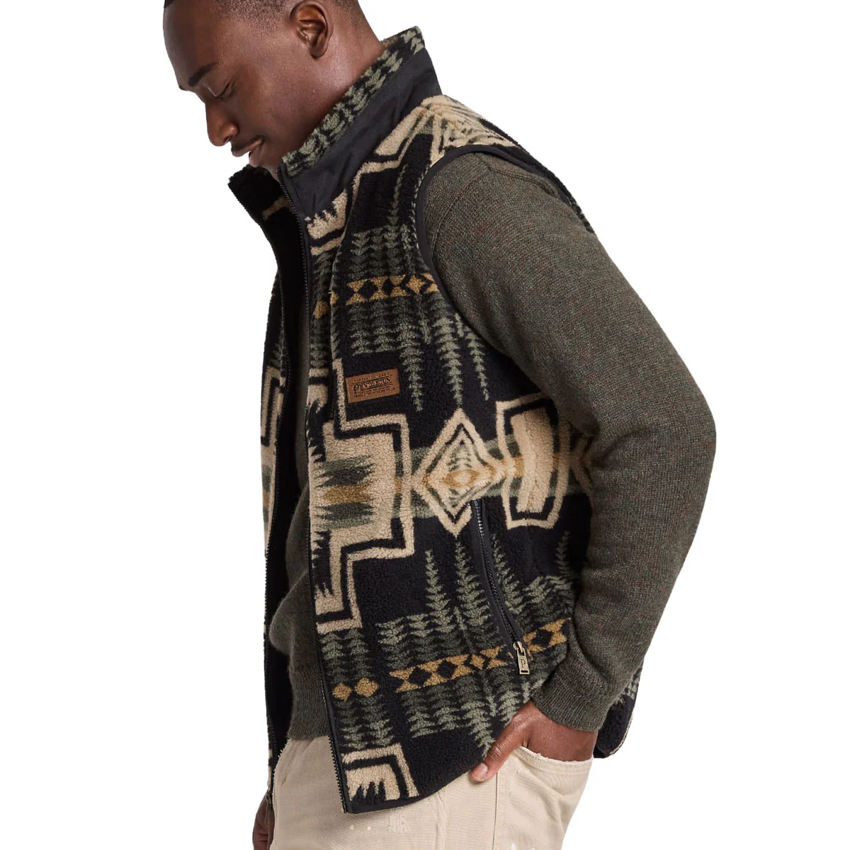 Pendleton Mesa Range Fleece Vest - Green Tan Harding - Image 4