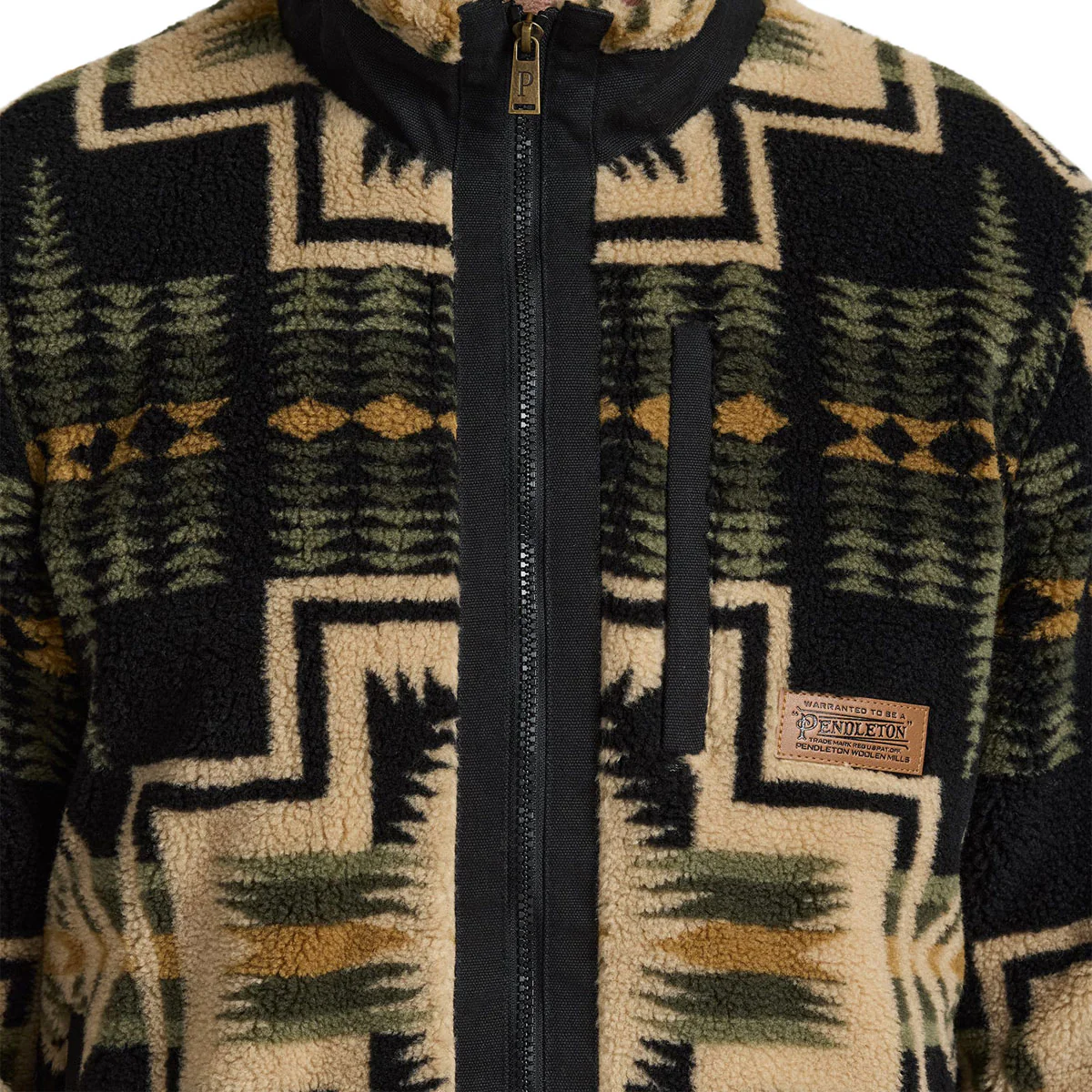 Pendleton Tahuya Range Fleece Jacket - Green Tan Harding - Image 4