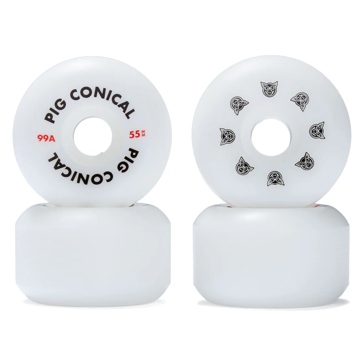 Pig Conical 99a Skateboard Wheels - White - 56mm - Image 2