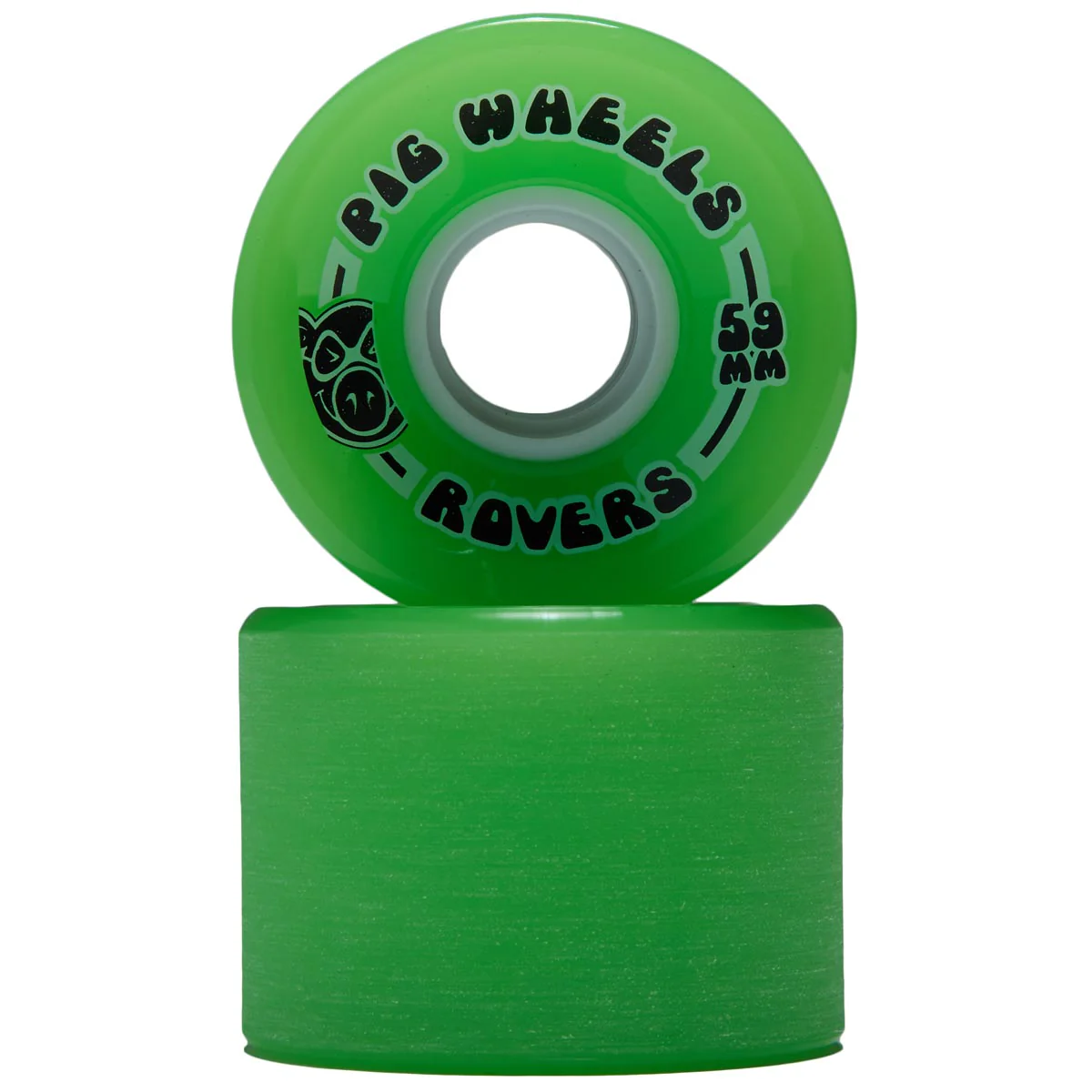 Pig Rover 85a Skateboard Wheels - Green/White Core - 59mm - Image 2