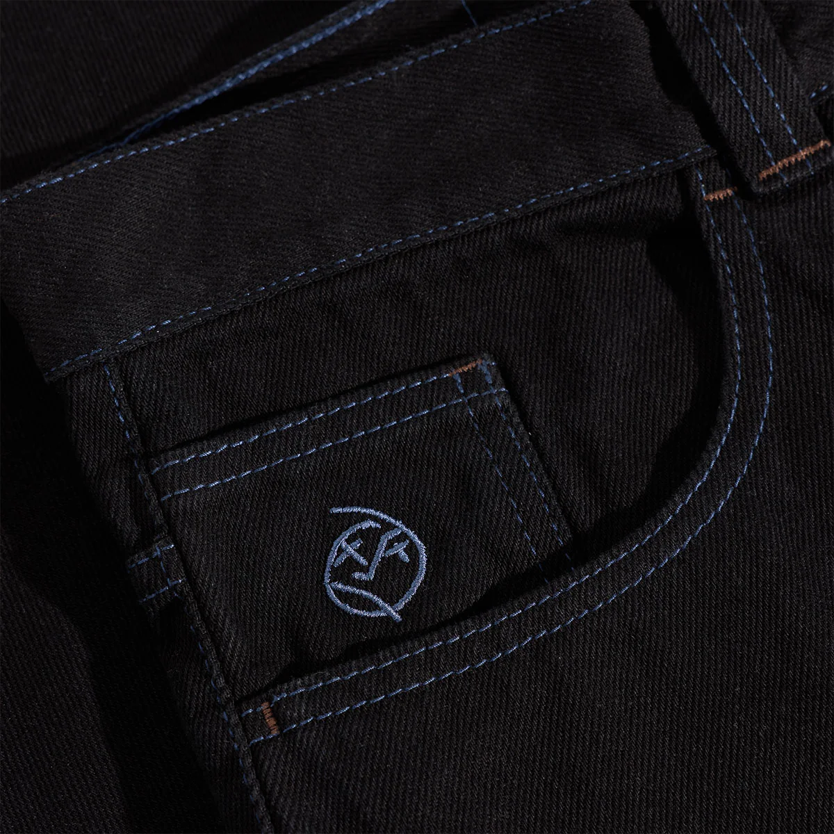 Polar Big Boy Jeans - Black/Blue Stitching - Image 3