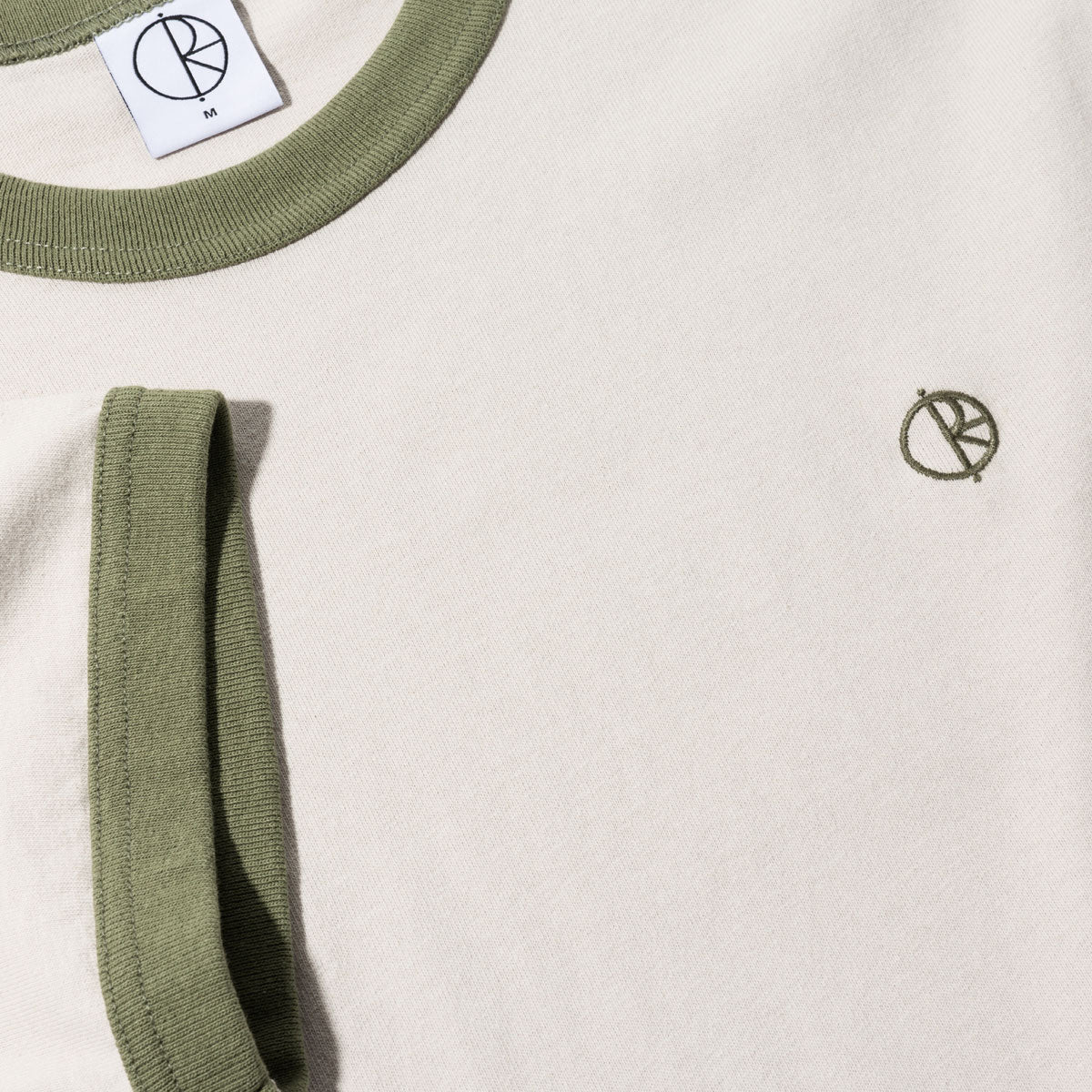 Polar Ringer T-Shirt - Pale Taupe/Army Green - Image 2