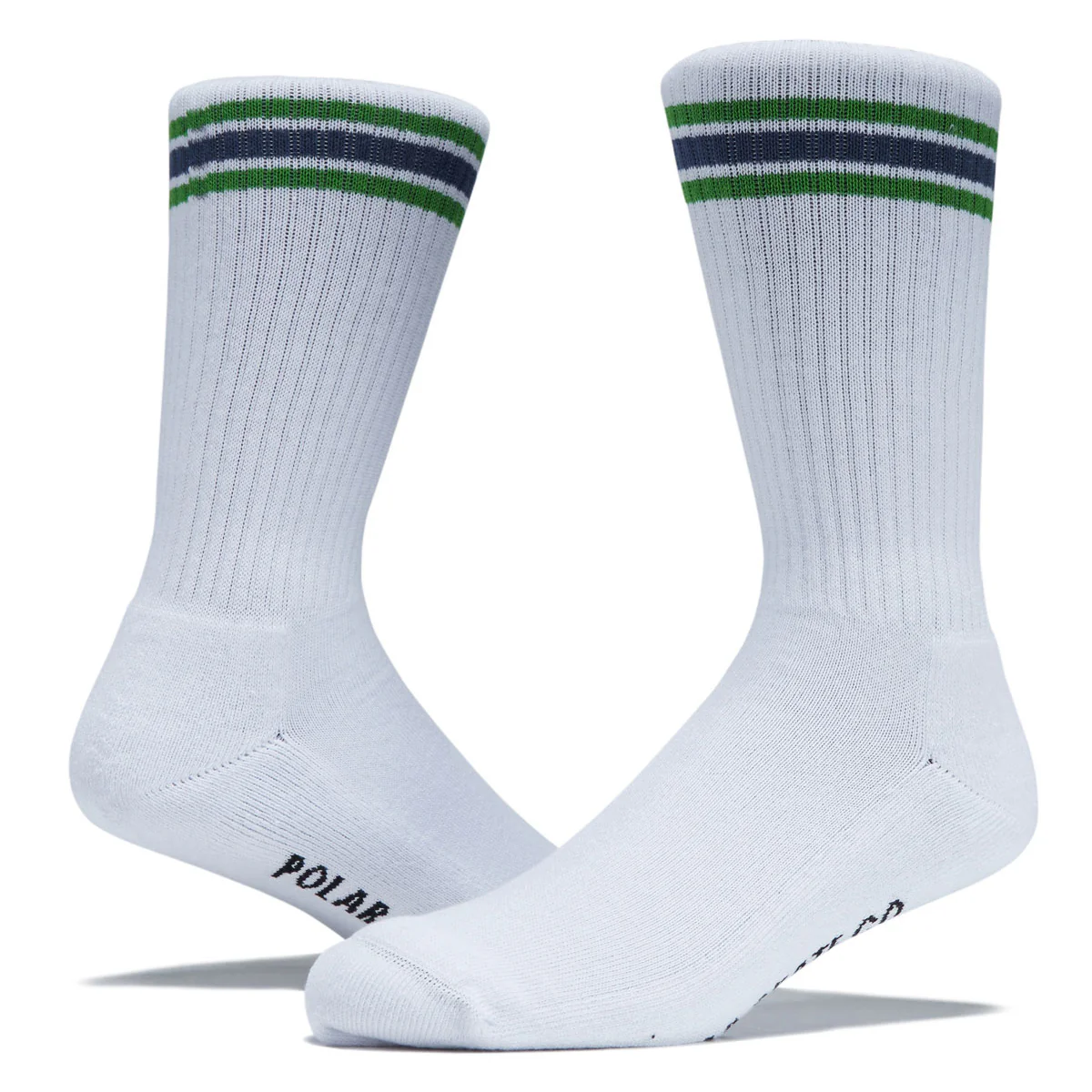 Polar Stripes Rib Socks - White/Green/Blue - Image 2