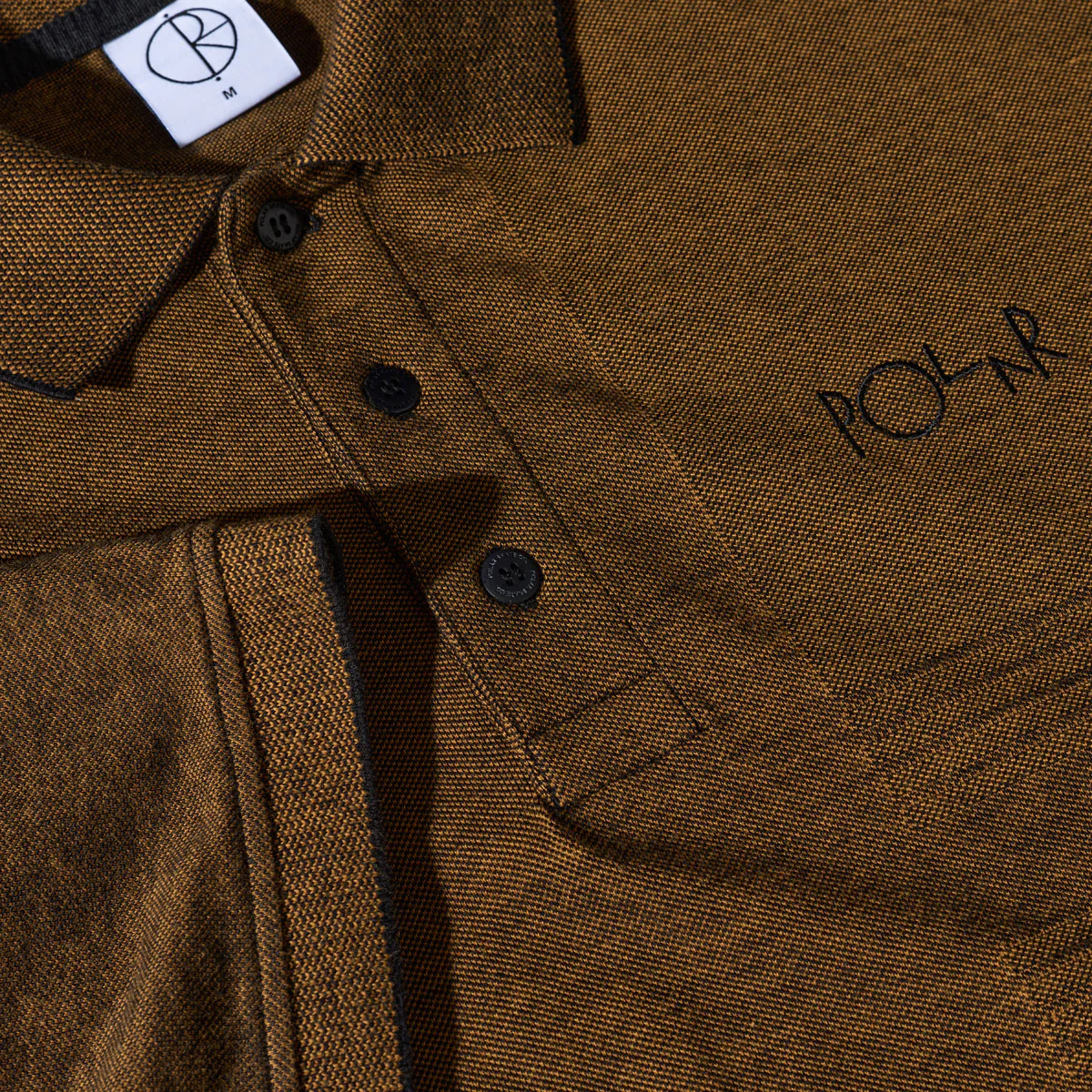 Polar Surf Pique Polo Shirt - Black/Caramel - Image 3