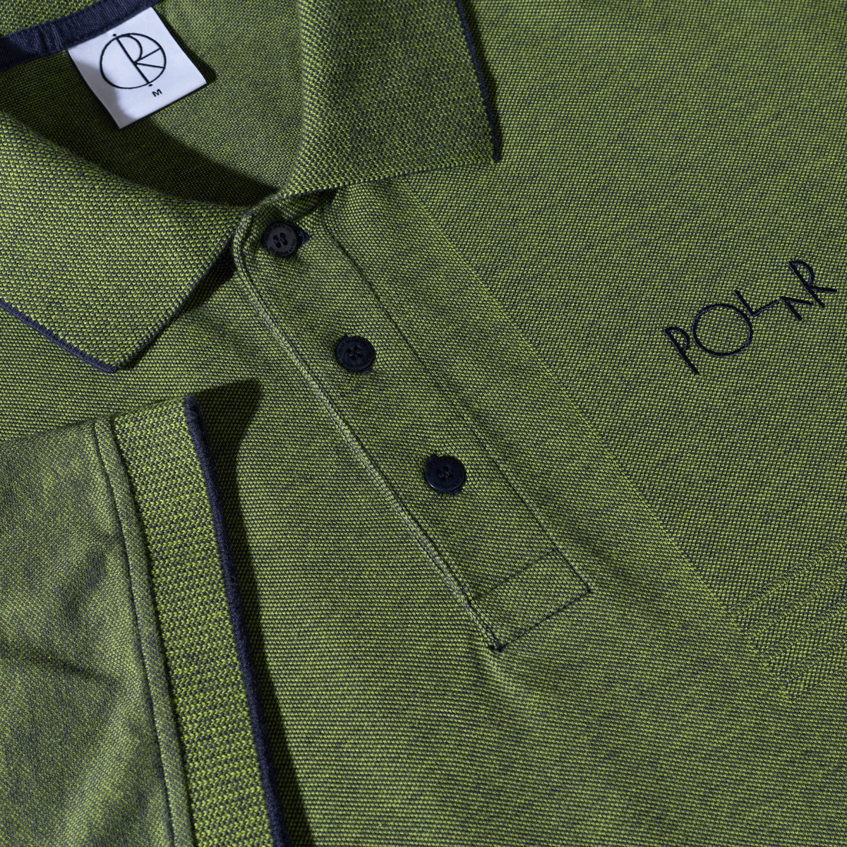 Polar Surf Pique Polo Shirt - Green/Blue - Image 3